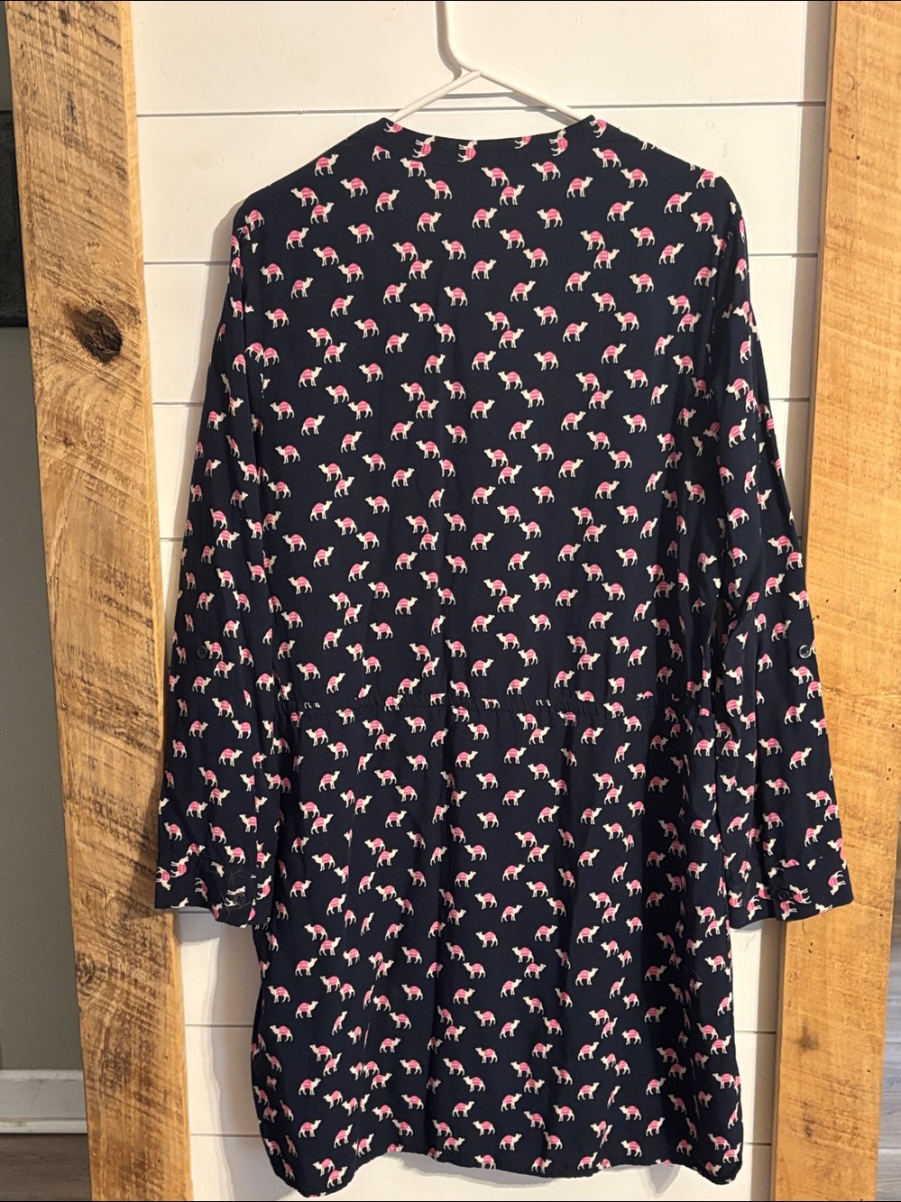 Crown & Ivy Camel Print Dress Drawstring Waist Long Sleeves Size 16 Women’s - Picture 4 of 5